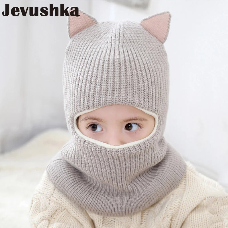 Cappellino Passamontagna Invernale Per Neonati E Bambini Con Fodera In Pile E Orecchie Da Gatto HT073