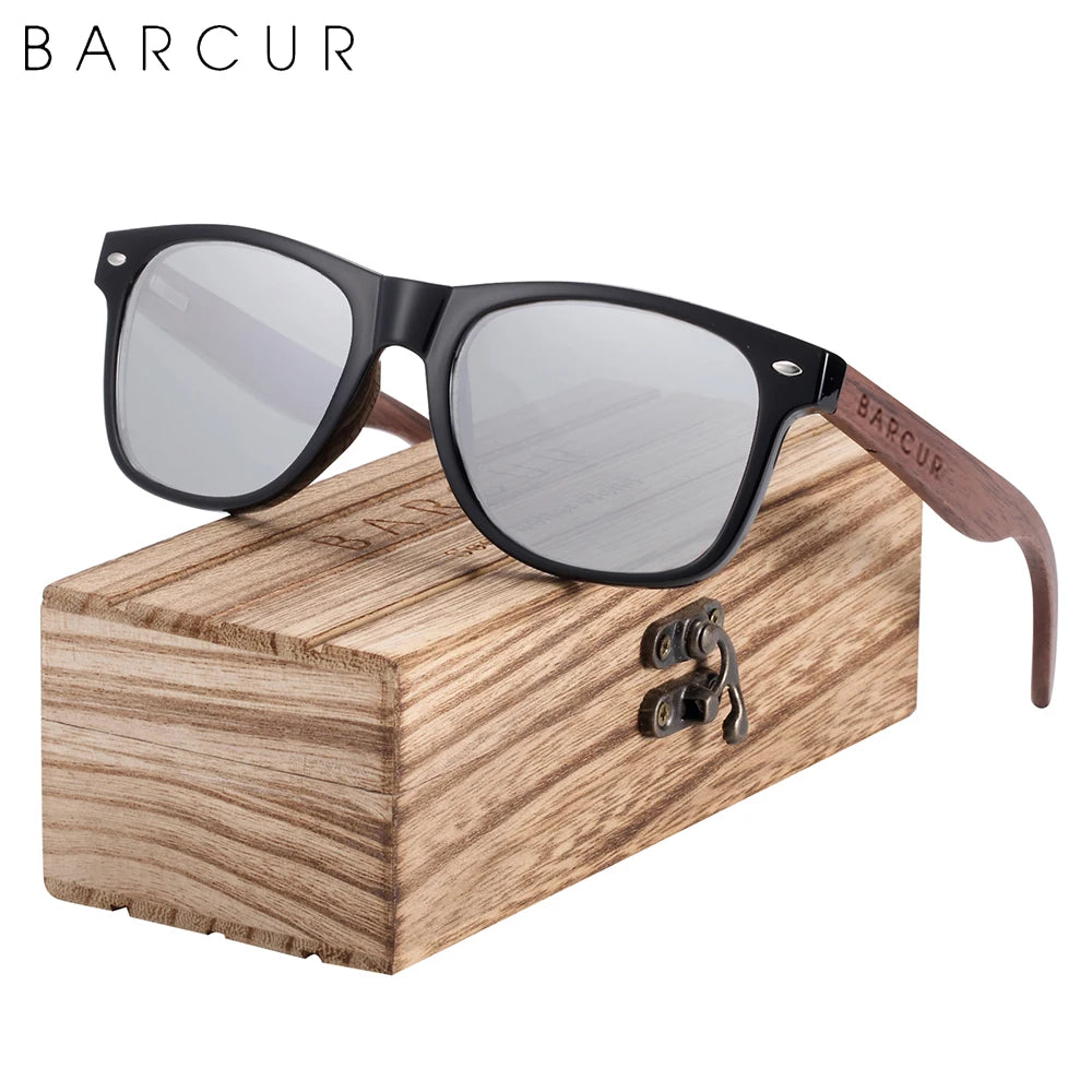 Occhiali Da Sole In Legno BARCUR Uomo Polarizzati UV400 Protezione Totale Scatola Originale