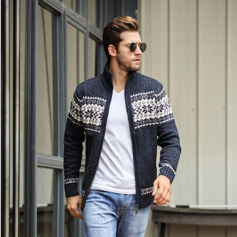 Nuovo Maglione Da Uomo Autunno Inverno In Lana Con Collo Mandarino Tinta Unita Cardigan Lavorato A Maglia Spesso Casual