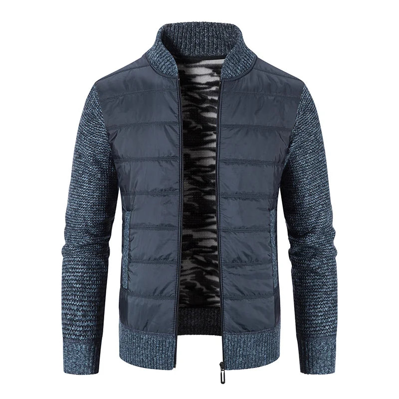 Giacca Uomo Invernale Spessa In Pile Con Zip Intera Antivento Collo A O In Maglia Calda