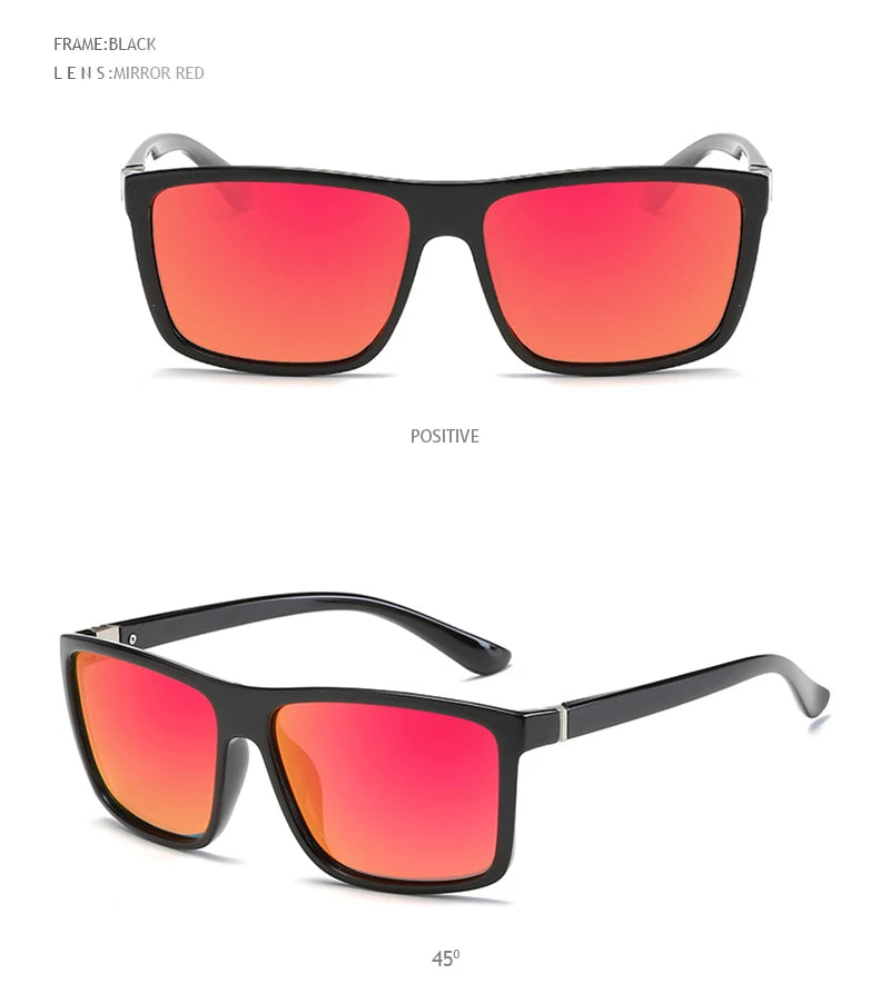 Occhiali Da Sole Polarizzati Quadrati Neri Classici Da Uomo Blu A Specchio Moda Unisex Vintage UV400