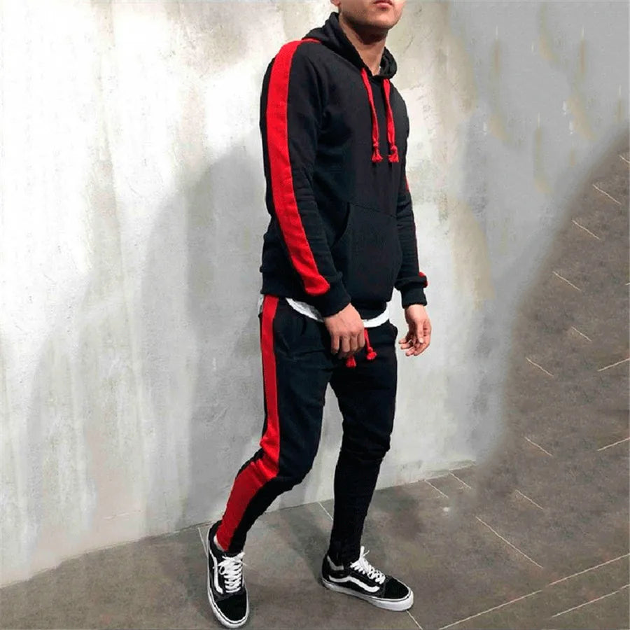 Set Allenamento Uomo 2 Pezzi Tuta Sportiva Autunno 2024 Felpa Con Cappuccio Pantaloni Running