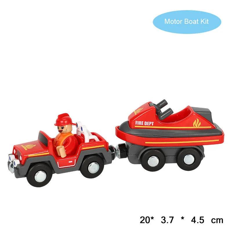 Nuovo Treno Magnetico Per Bambini Con Camion Pompieri Ambulanza Polizia Compatibile Brio In Legno