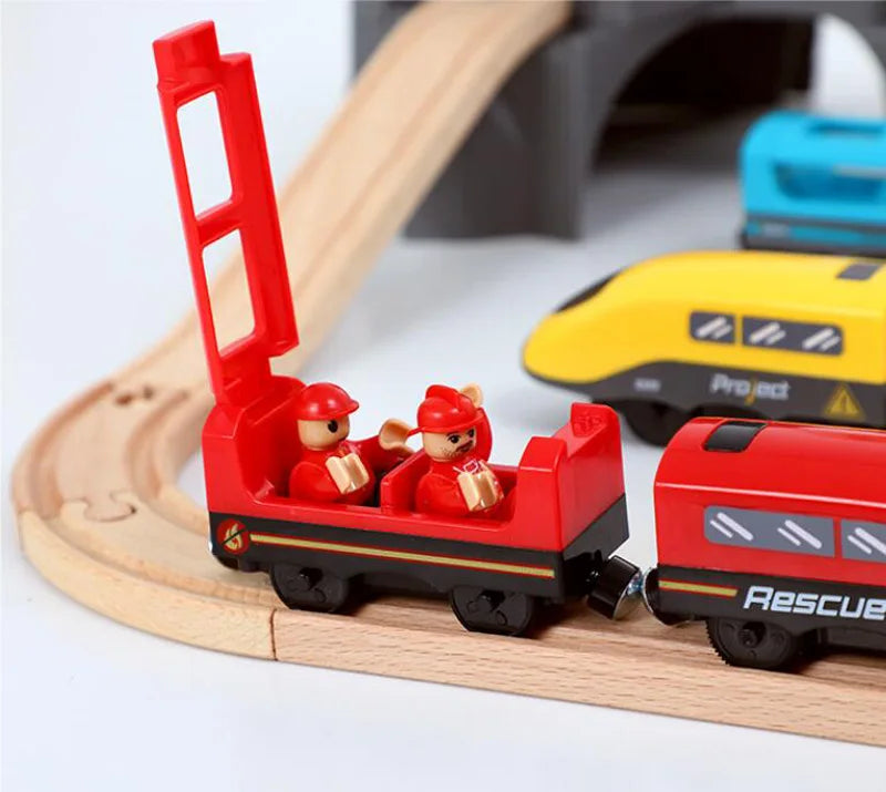 Set Trenini Elettrici Per Ferrovia In Legno Pista Del Treno Regalo Di Natale Per Bambini