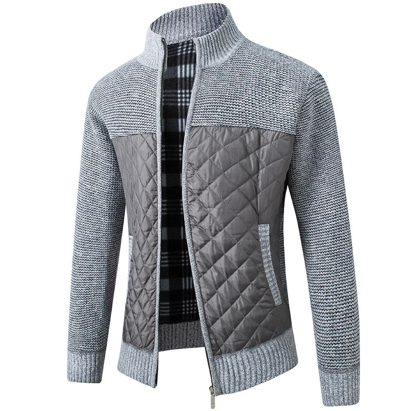 Giacca Uomo Invernale Spessa In Pile Con Zip Intera Antivento Collo A O In Maglia Calda