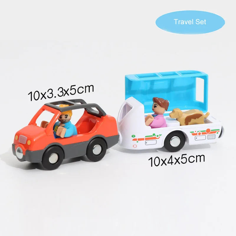 Nuovo Treno Magnetico Per Bambini Con Camion Pompieri Ambulanza Polizia Compatibile Brio In Legno