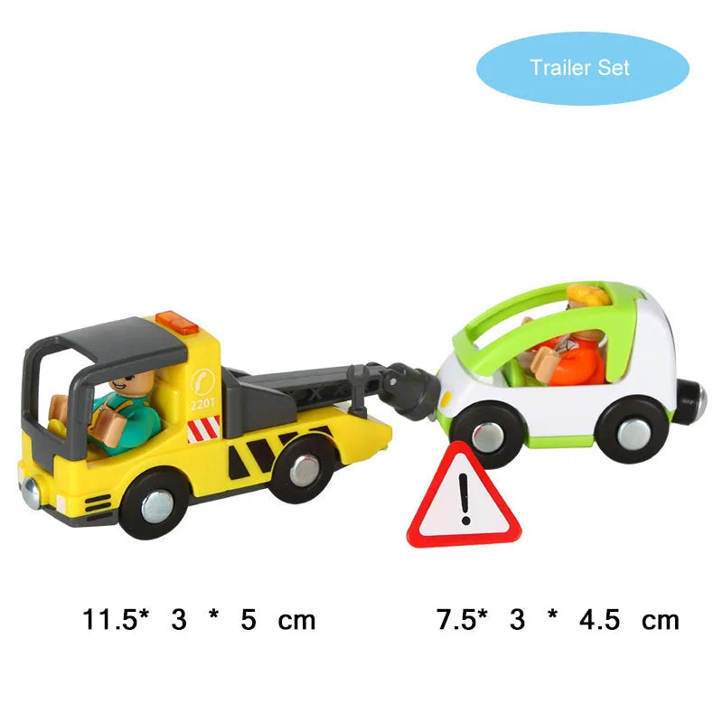 Nuovo Treno Magnetico Per Bambini Con Camion Pompieri Ambulanza Polizia Compatibile Brio In Legno