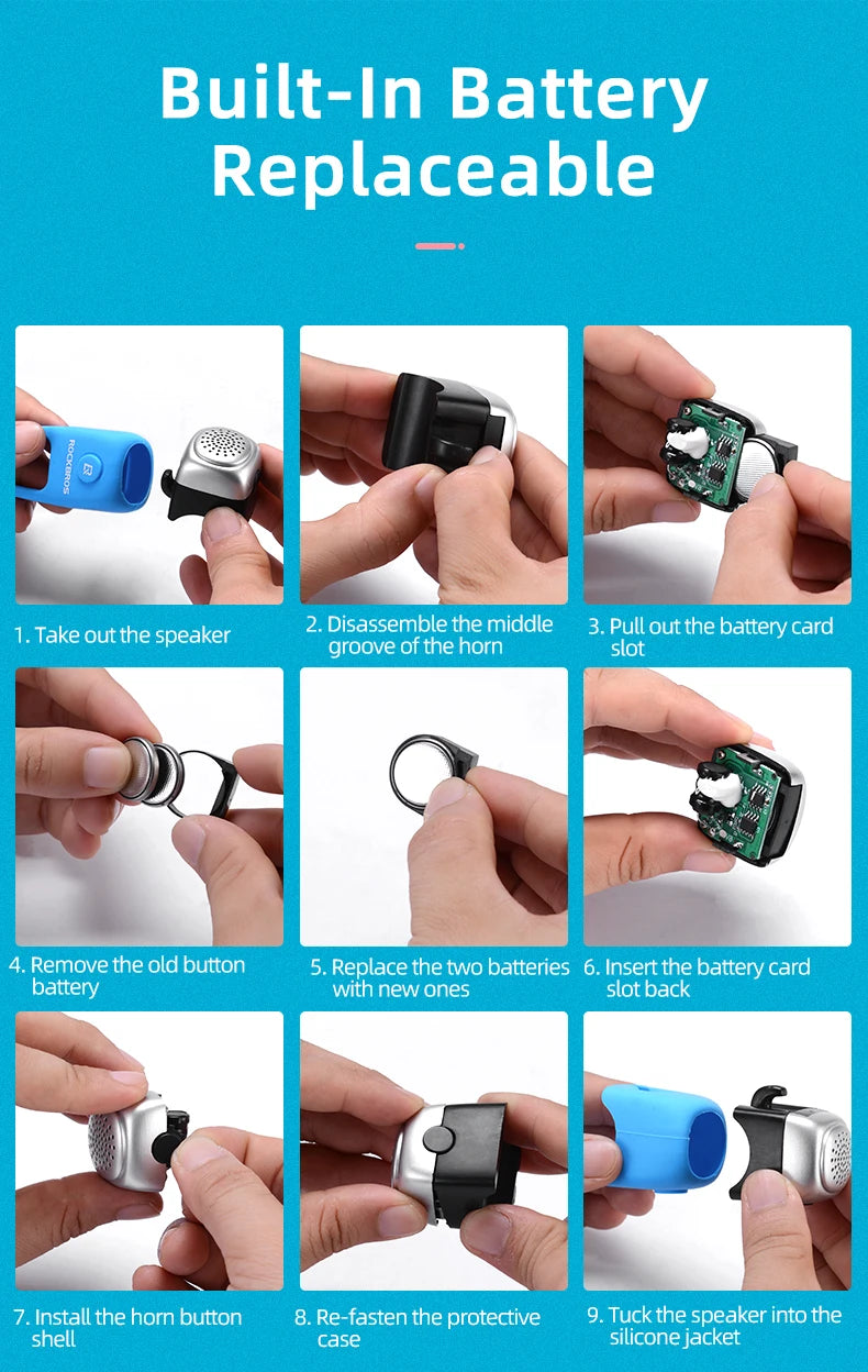 RockBros Campanello Per Ciclismo Elettrico 90 dB Campana MTB Manubrio Gel Di Silice Anello A Conchiglia Bicicletta