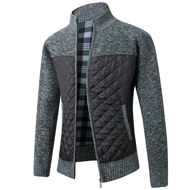 Giacca Uomo Invernale Spessa In Pile Con Zip Intera Antivento Collo A O In Maglia Calda