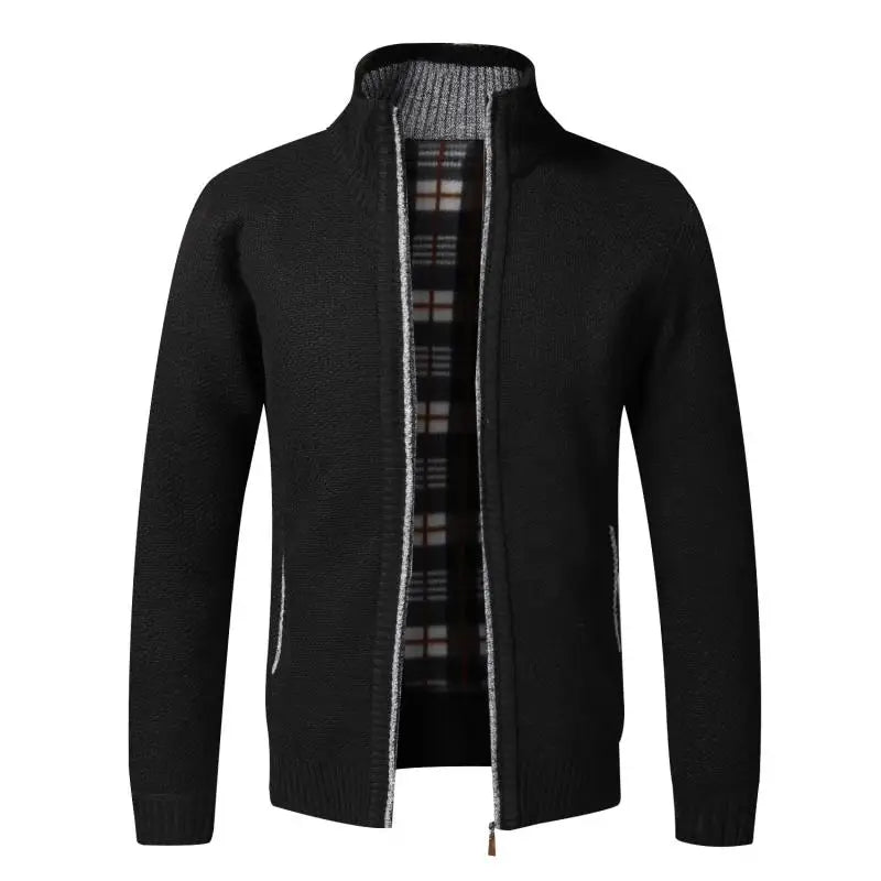 Cardigan Da Uomo In Pile Caldo Con Cerniera Slim Fit Lavorato A Maglia Premium Per Inverno Elegante