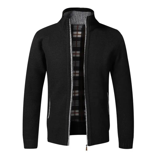 Cardigan Da Uomo In Pile Caldo Con Cerniera Slim Fit Lavorato A Maglia Premium Per Inverno Elegante