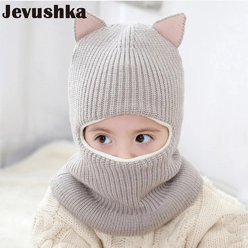 Cappellino Passamontagna Invernale Per Neonati E Bambini Con Fodera In Pile E Orecchie Da Gatto HT073