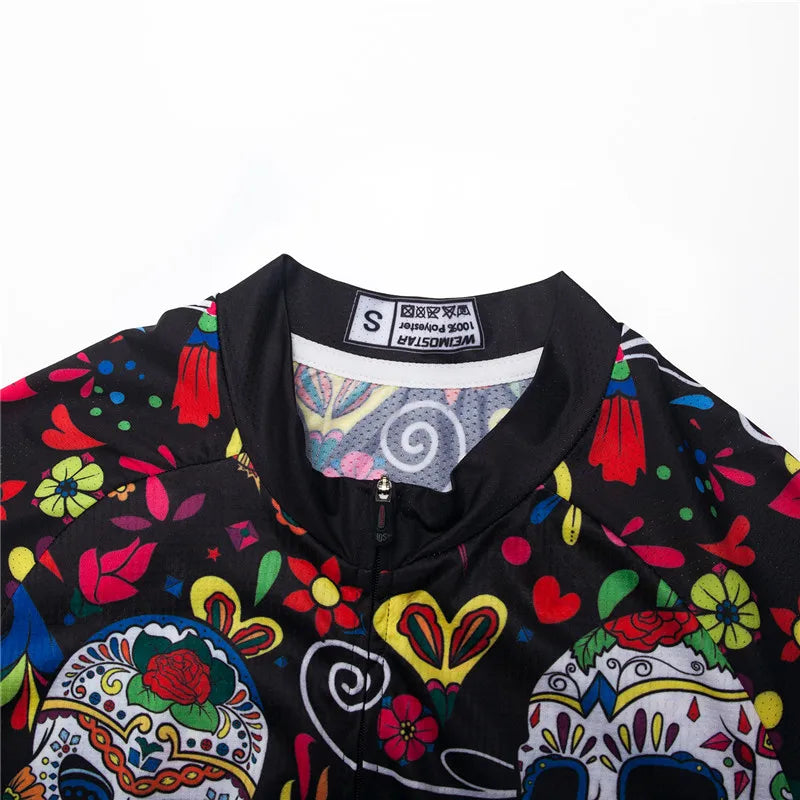 Weimostar Pro Maglia Da Ciclismo Donna Skull Traspirante Con Tasche Riflettente Quick Dry Estate MTB
