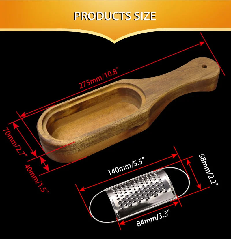 Grattugia Per Formaggio In Acciaio Inossidabile Con Manico Rimovibile In Legno Di Acacia Jaswehome