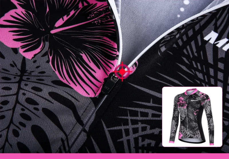 Mieyco Completo Ciclismo Donna Set Maglie a Maniche Lunghe in Poliestere Protezione UV Jersey