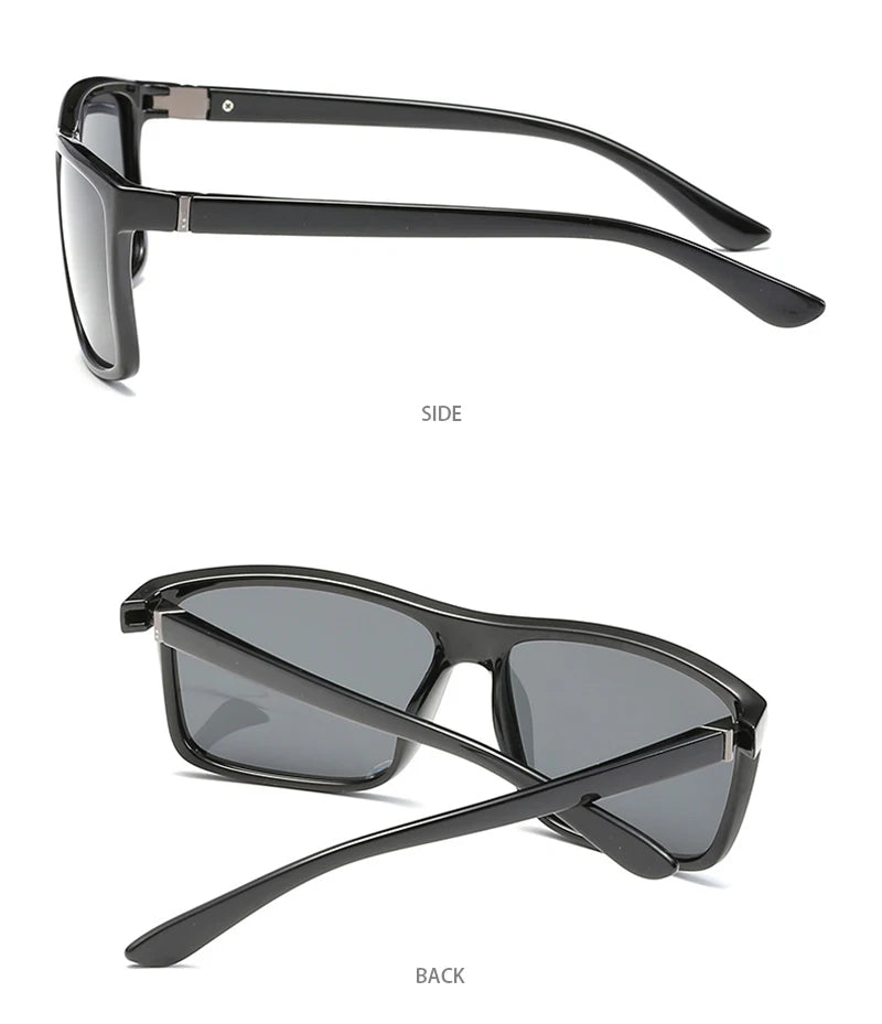 Occhiali Da Sole Polarizzati Quadrati Neri Classici Da Uomo Blu A Specchio Moda Unisex Vintage UV400