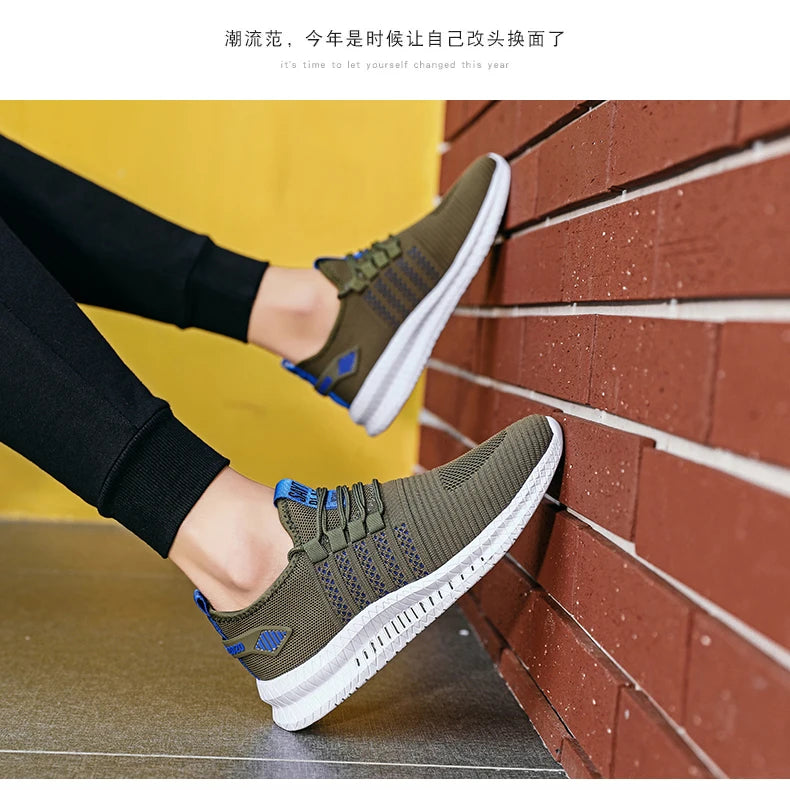 Scarpe Da Ginnastica Alla Moda Da Uomo Leggere Traspiranti Scarpe Da Passeggio Stringate Casual Calzature Maschili