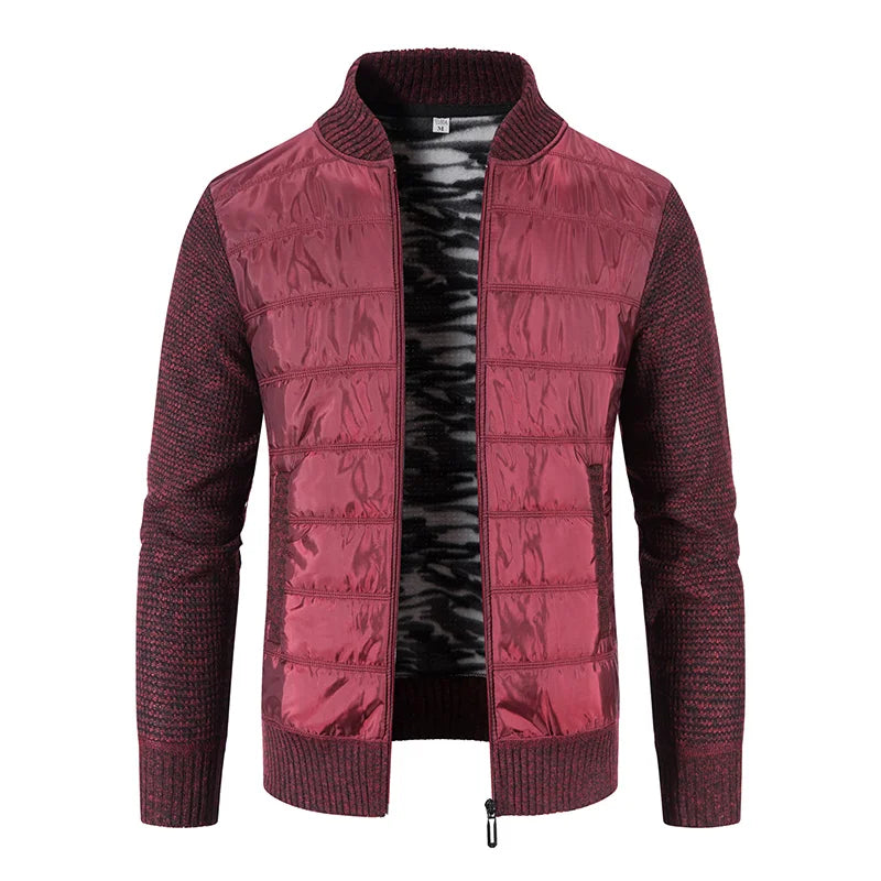 Giacca Uomo Invernale Spessa In Pile Con Zip Intera Antivento Collo A O In Maglia Calda