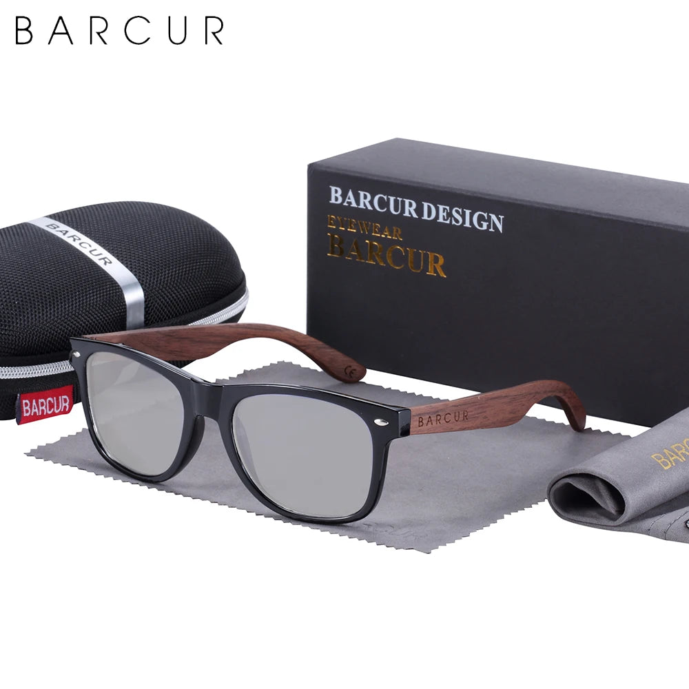 Occhiali Da Sole In Legno BARCUR Uomo Polarizzati UV400 Protezione Totale Scatola Originale