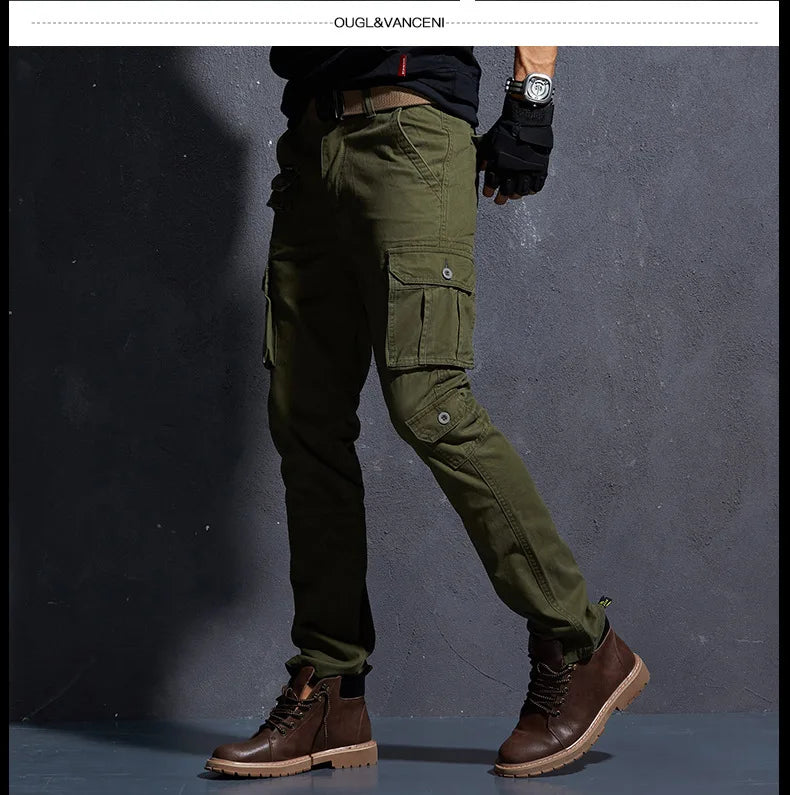 Pantaloni Cargo Uomo Mimetici Con Tasche Molteplici Pantaloni Larghi Casuali In Cotone
