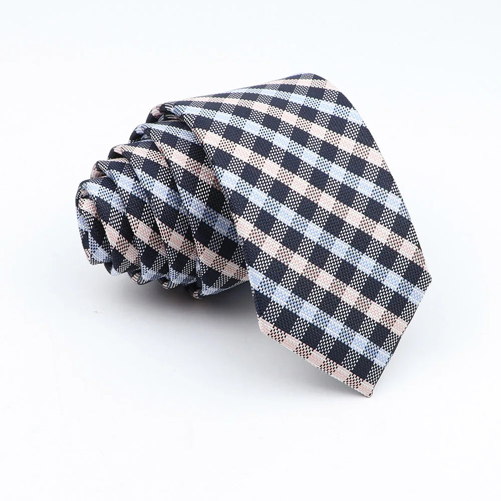 Nuova Cravatta Scozzese Jacquard Da 6 Cm Per Uomo Classiche A Quadri In Poliestere
