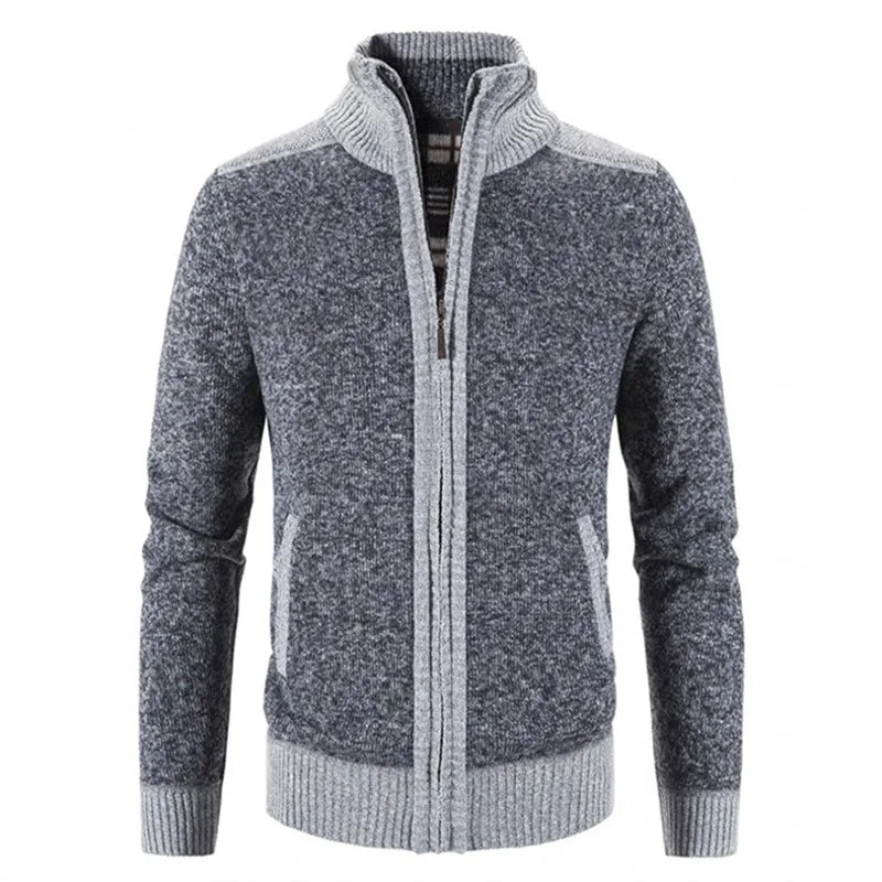 Nuovo Cardigan Patchwork Da Uomo Slim Fit Con Collo Coreano Caldo E Lavorato A Maglia Giacca Invernale