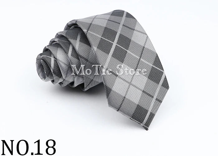 Nuova Cravatta Scozzese Jacquard Da 6 Cm Per Uomo Classiche A Quadri In Poliestere