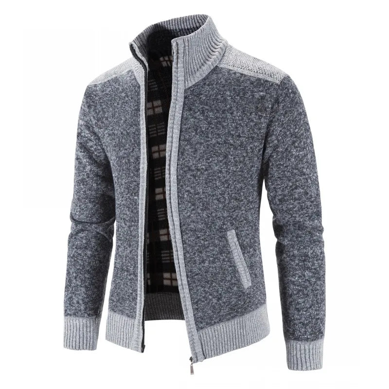 Nuovo Cardigan Patchwork Da Uomo Slim Fit Con Collo Coreano Caldo E Lavorato A Maglia Giacca Invernale