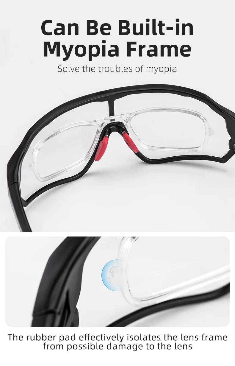 ROCKBROS Occhiali Da Ciclismo Fotocromatici UV400 Per Sport All Aperto Leggeri E Flessibili MTB