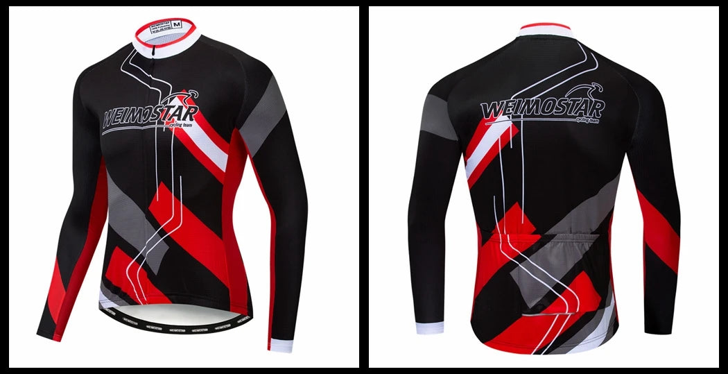 Weimostar Maglia Ciclismo Uomo Manica Lunga Autunno MTB Strada Traspirante Con Tasche Abbigliamento Per Bicicletta