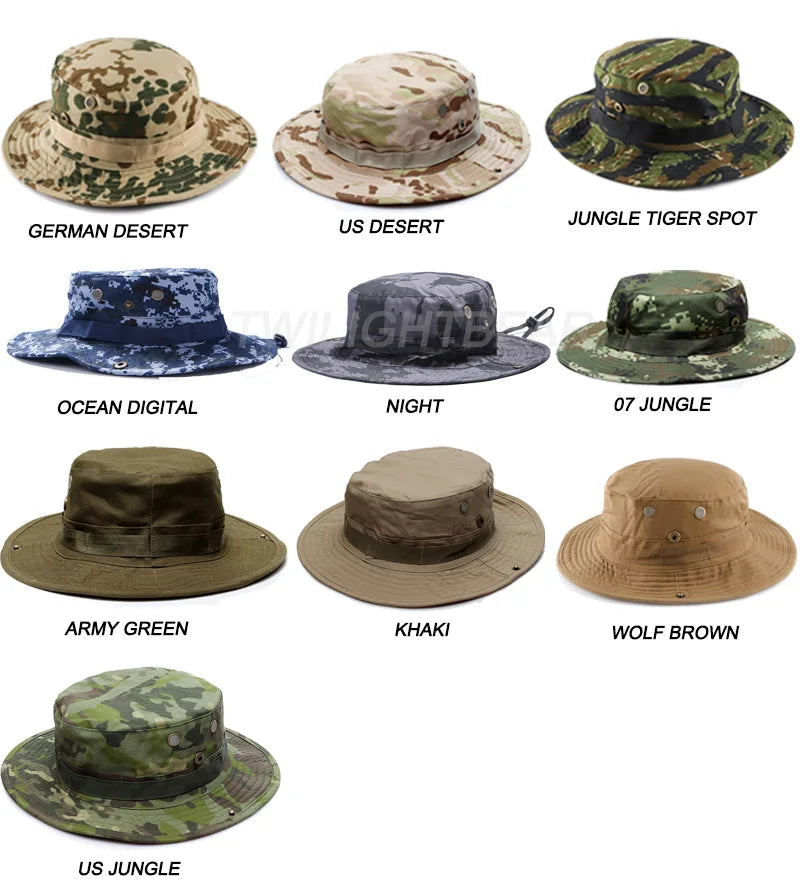 Cappello Boonie Da Pescatore Camouflage All Aperto Protezione Solare Per Esterni Caccia Escursionismo Arrampicata AF056