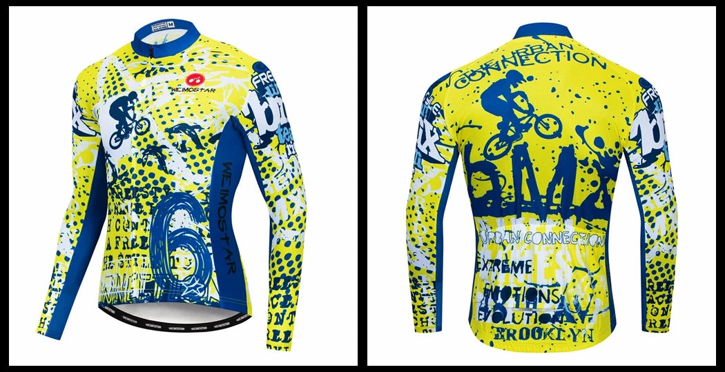Weimostar Maglia Ciclismo Uomo Manica Lunga Autunno MTB Strada Traspirante Con Tasche Abbigliamento Per Bicicletta