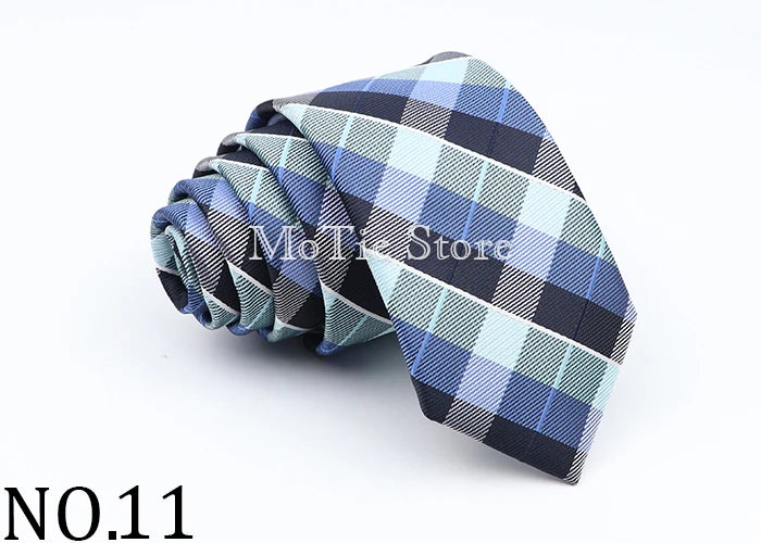 Nuova Cravatta Scozzese Jacquard Da 6 Cm Per Uomo Classiche A Quadri In Poliestere
