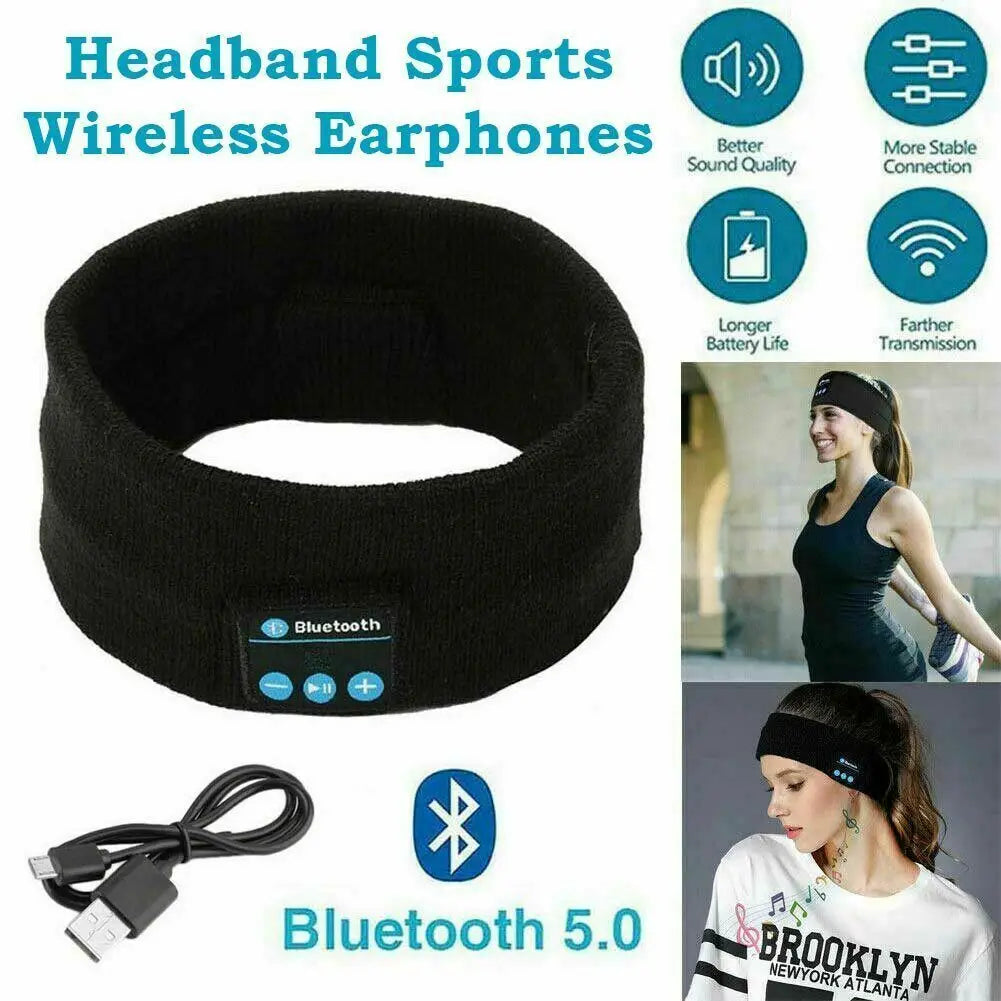 Cuffie Bluetooth 5.0 Stereo Wireless Con Microfono E Fascia Sportiva Per Corsa E Sonno Lunga Durata Della Batteria