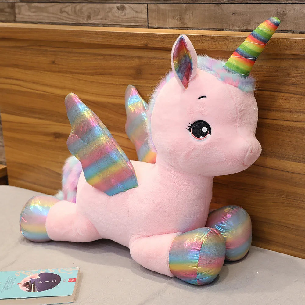 Peluche Unicorno Arcobaleno Con Ali 40 Cm Cuscino Morbido Regalo Per Ragazze Ideale Per Compleanno