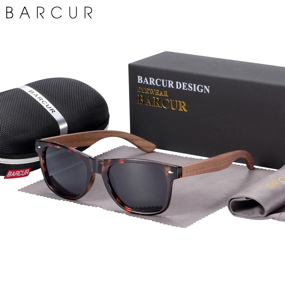 Occhiali Da Sole In Legno BARCUR Uomo Polarizzati UV400 Protezione Totale Scatola Originale