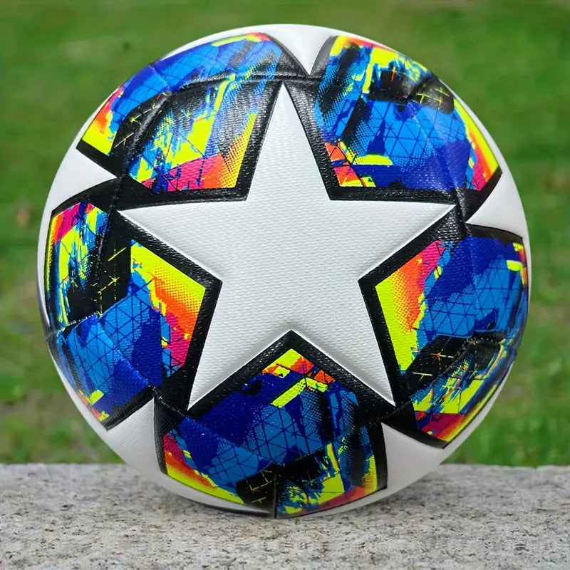 Palla Da Calcio Numero 5 Cucita A Macchina In PU Per Allenamento Colore Giallo Blu Stella Champions League Premier League