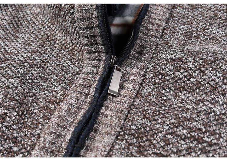 Cardigan Da Uomo In Pile Caldo Con Cerniera Slim Fit Lavorato A Maglia Premium Per Inverno Elegante
