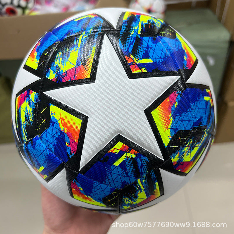 Palla Da Calcio Numero 5 Cucita A Macchina In PU Per Allenamento Colore Giallo Blu Stella Champions League Premier League