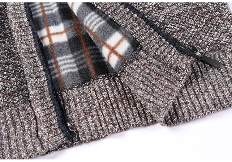 Cardigan Da Uomo In Pile Caldo Con Cerniera Slim Fit Lavorato A Maglia Premium Per Inverno Elegante