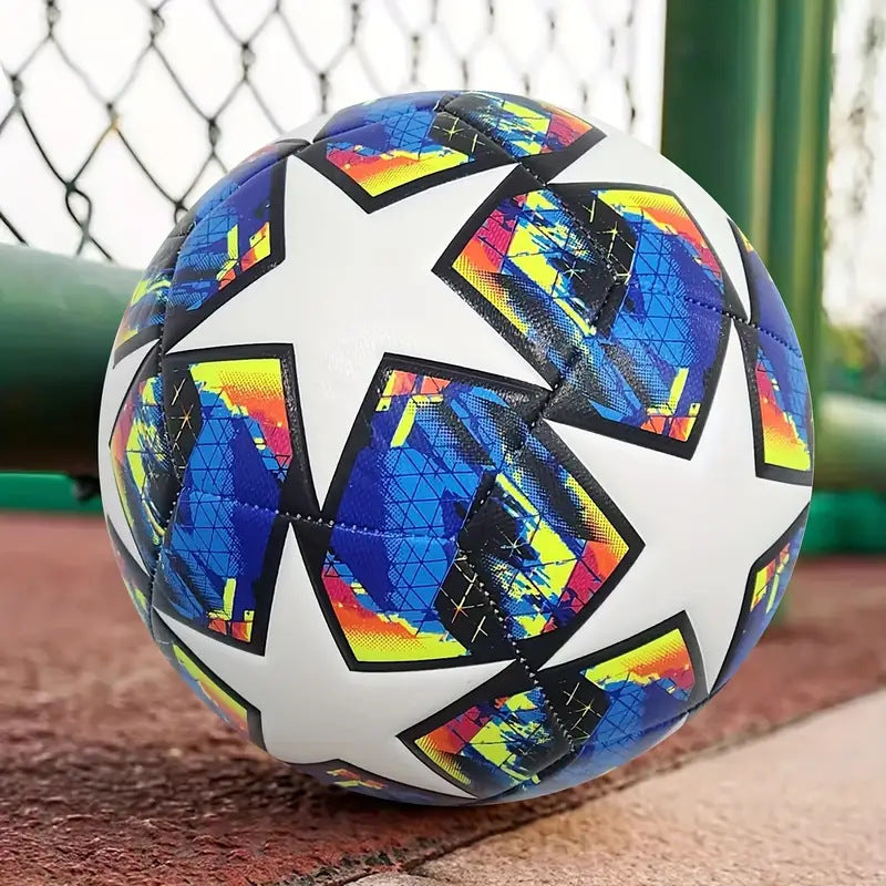 Palla Da Calcio Numero 5 Cucita A Macchina In PU Per Allenamento Colore Giallo Blu Stella Champions League Premier League