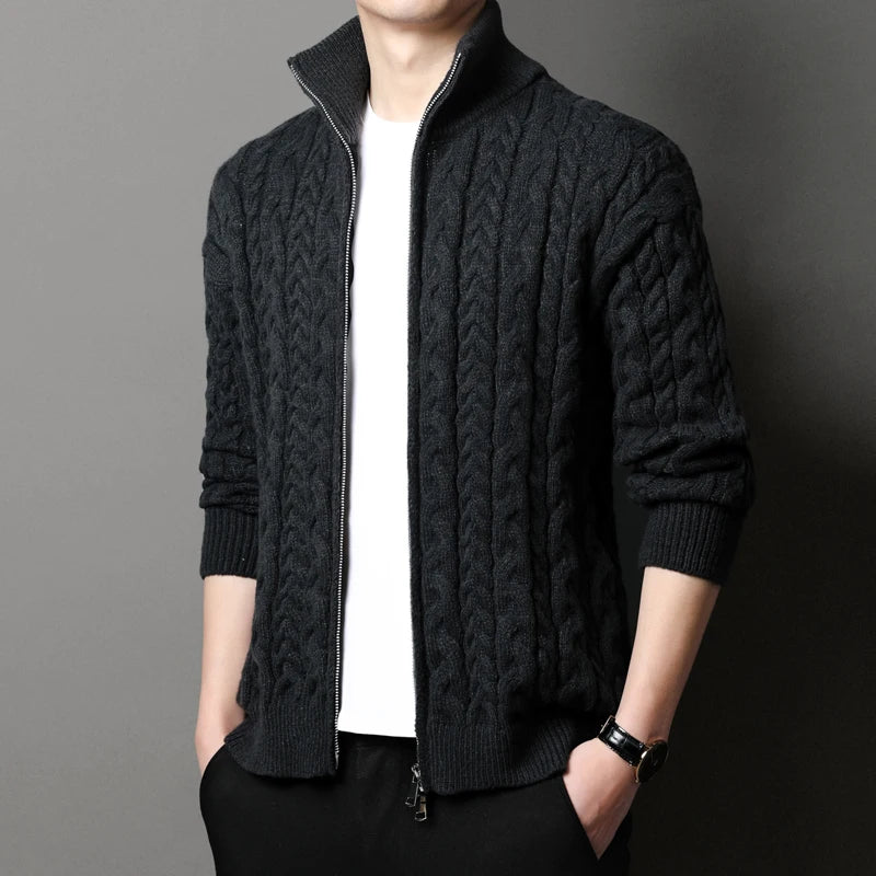 Cardigan Invernale Da Uomo Spesso E Caldo Con Zip Frontale E Collo Mandarino Moda Uomo Di Marca 2022