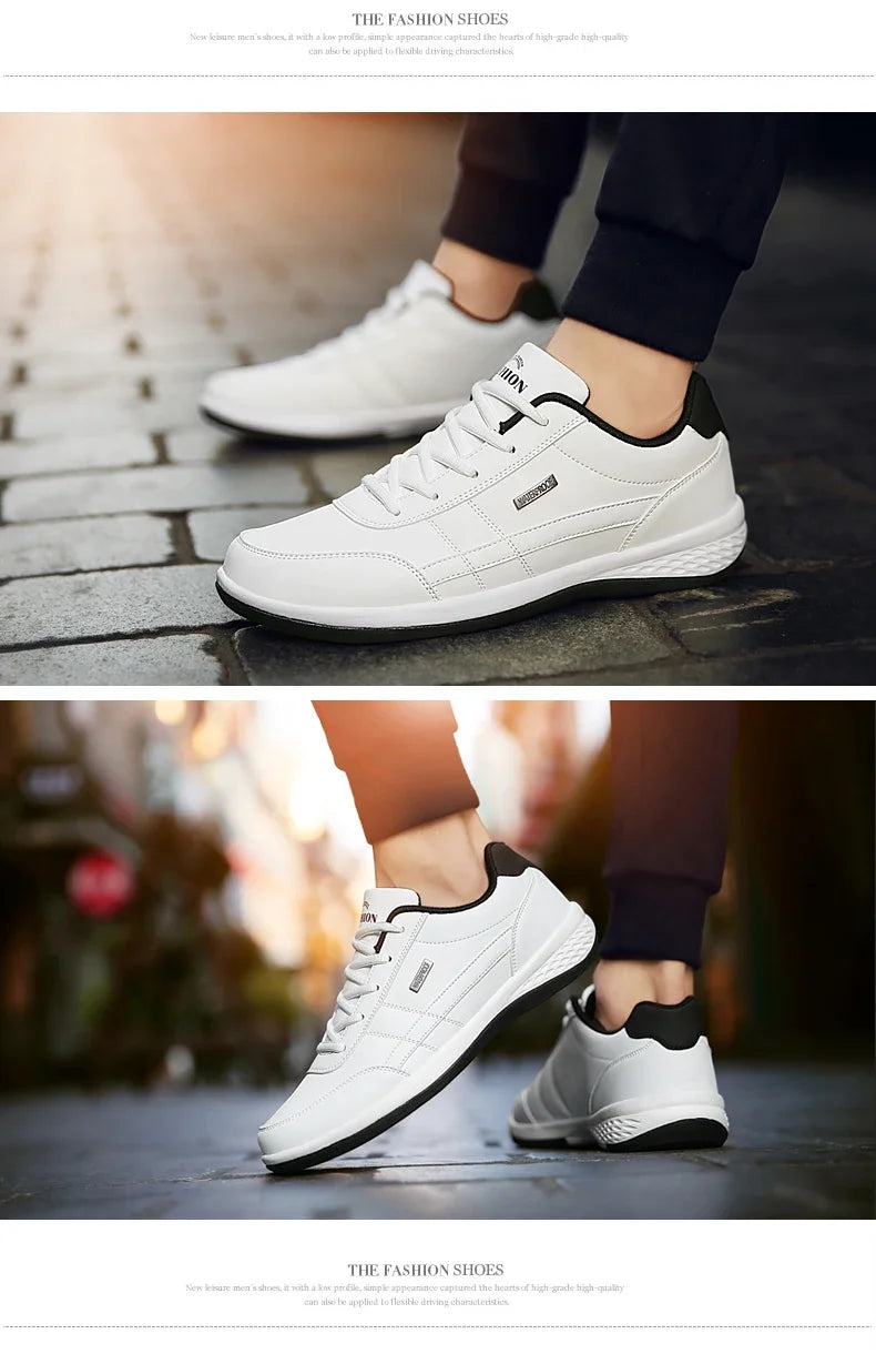 MAEDEF Scarpe Da Uomo Sneaker In Pelle Impermeabile Casual Calzature Stringate Vulcanizzate Comfort