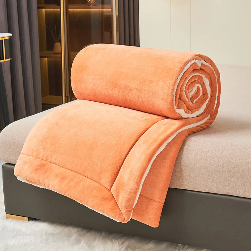 Coperta Super Morbida In Lana Di Agnello Imitazione Pile Autunno Inverno Doppia Regina Per Divano Latte Alta Qualità