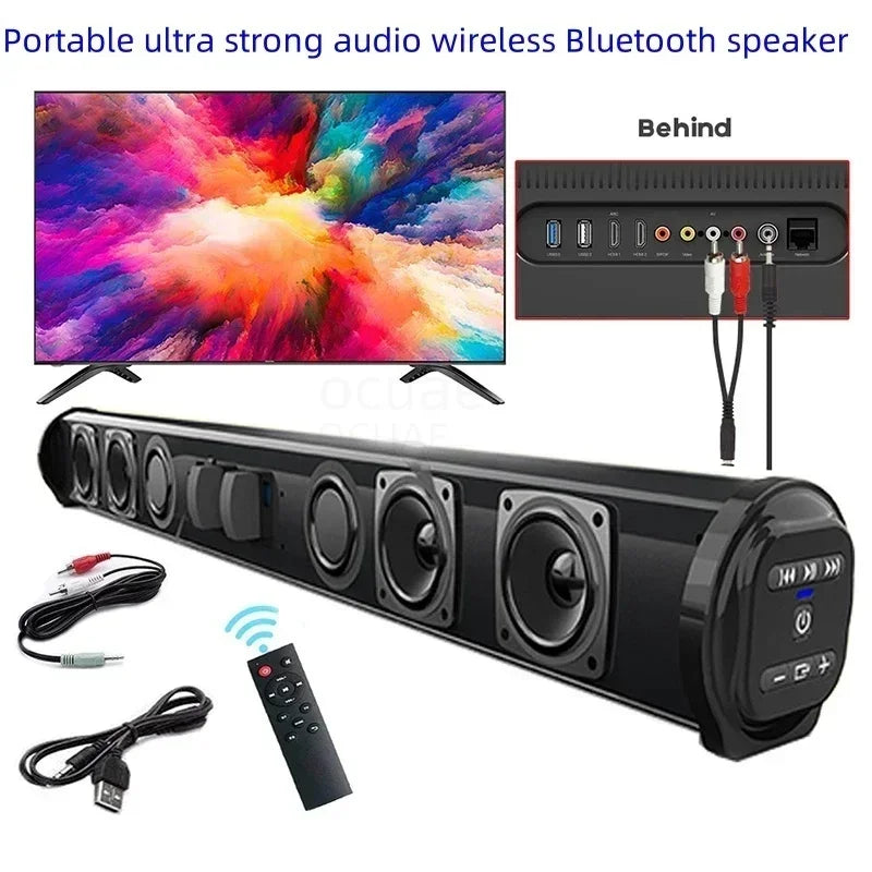 Barra Audio Portatile Potente Altoparlante Bluetooth Senza Fili Surround Stereo Per TV Subwoofer Radio FM Caixa De Som