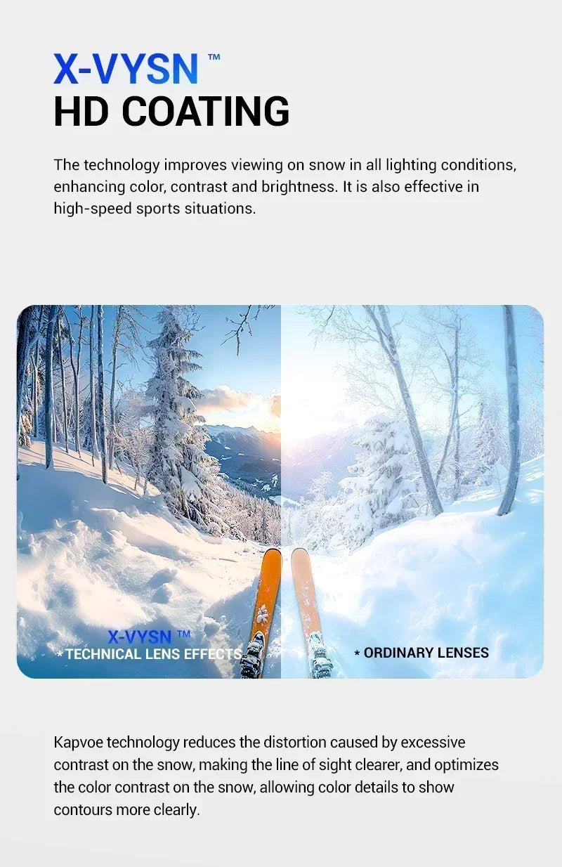 Kapvoe Occhiali Da Sci Fotocromatici E Maschera Da Snowboard Antiappannamento UV400 Per Uomo E Donna Occhiali Inverno