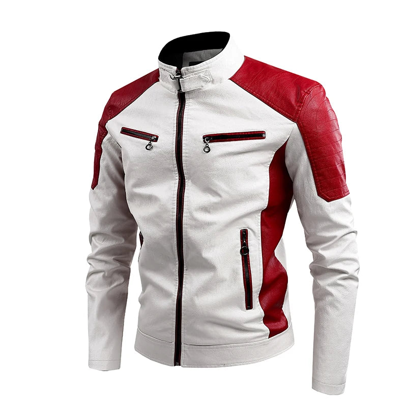 Giacca Da Moto Da Uomo Nera Casual Con Colletto Rialzato Cerniera Maniche Lunghe Tasche Multiple Poliestere Confortevole