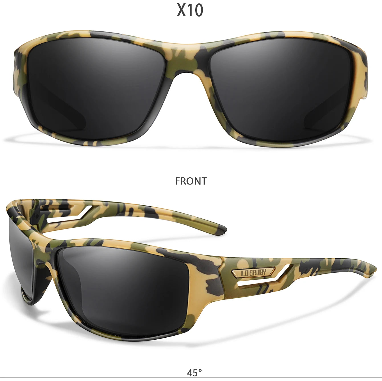 LOISRUBY Occhiali Da Sole Polarizzati Da Pesca Uomo Camouflage Guida Sport All Aperto Ciclismo E Corsa UV400 Attrezzatura