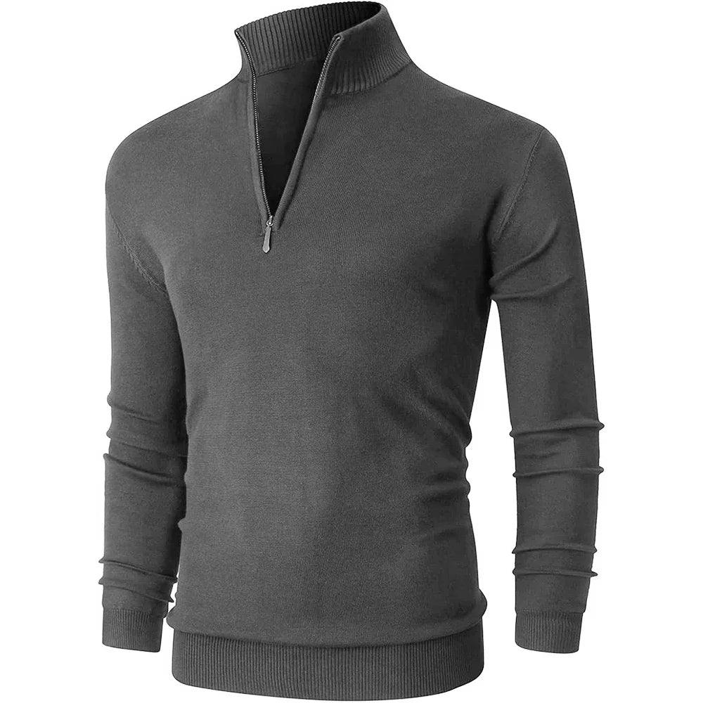 Dolcevita Uomo Con Mezza Cerniera Caldo Inverno Streetwear Collo Alto Versatile Ufficio Tempo Libero