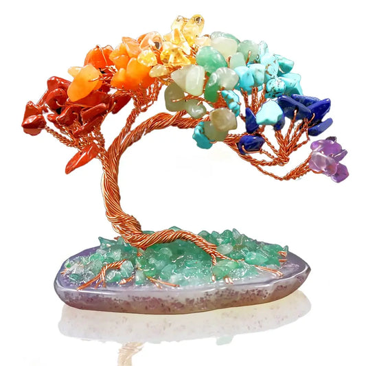 Albero Della Fortuna Feng Shui Cristallo Colorato Con Agata Naturale E Filo Di Rame Decorativo Per Casa Ufficio
